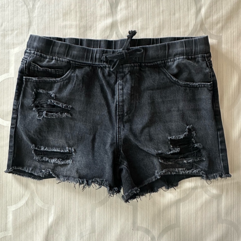 YMI Black Jean Shorts Distressed Raw Hem